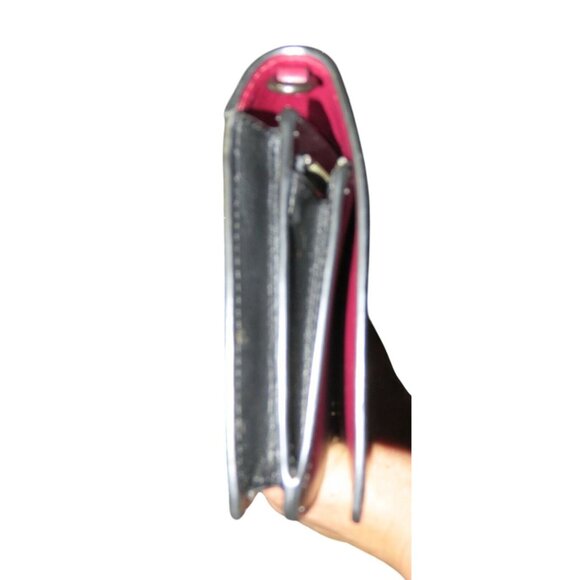 COACH Anna Purple & Black Color block Leather Fold Over Crossbody Handbag Clutch - Picture 7 of 14